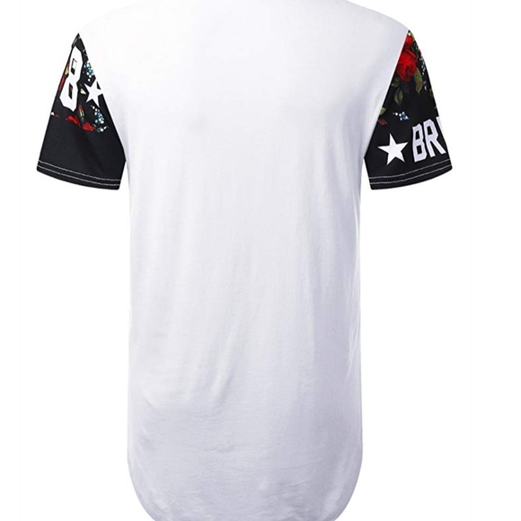 Mens Hipster Hip Hop Floral Graphic T-Shirt - Picture 2 of 2